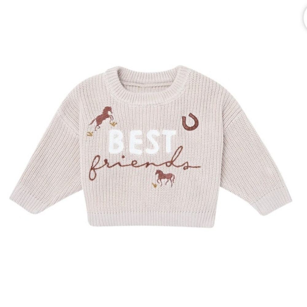 Modern Moments by Gerber Sibling Matching Sweater, Size 12mos Cowboy Horse NEW